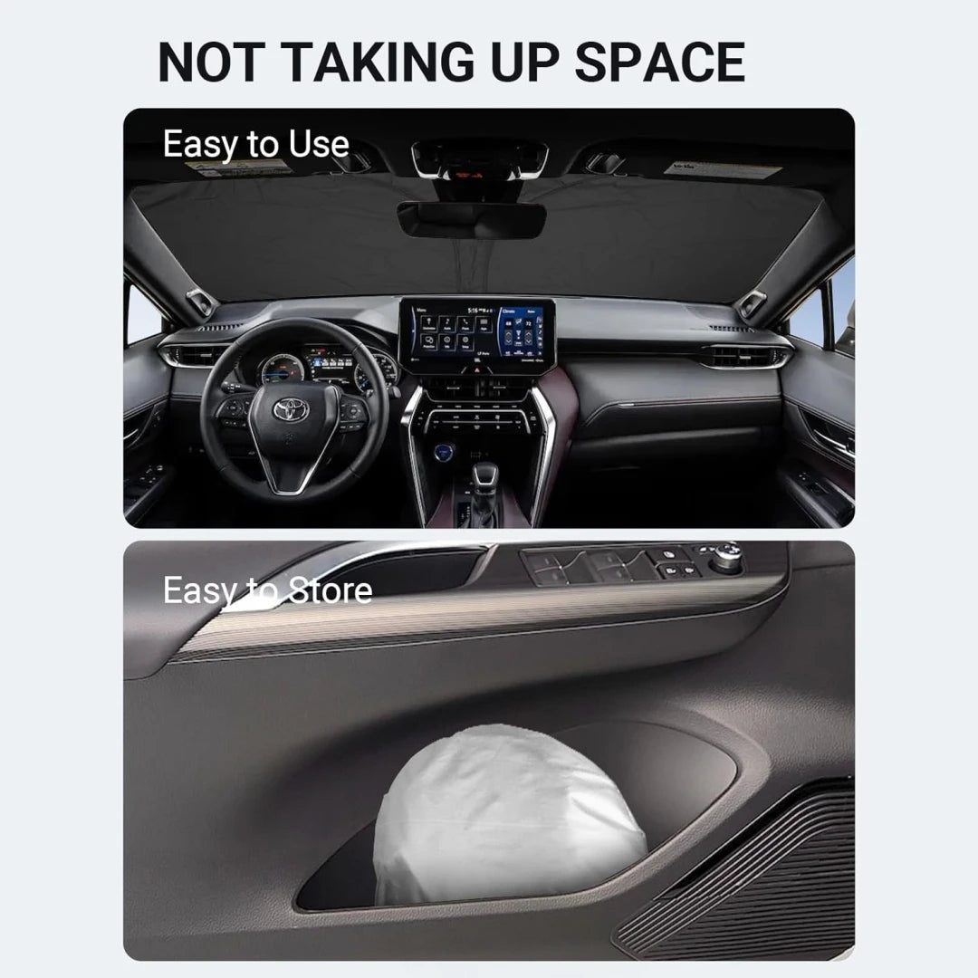 Upgraded Sunshade for 2021-2025 Toyota Venza Windshield UV Protection Fabric Metal Frame Full-Size Foldable Front Sun Shade