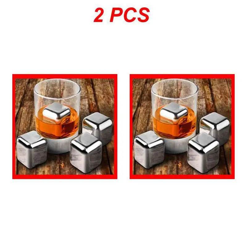 1-8PCS Stainless Rocks Whisky Stones Cubes Set Reusable Chilling Stones For Whiskey Wine Cooling Chilling Party Bar Tool - P12 Hub Europe