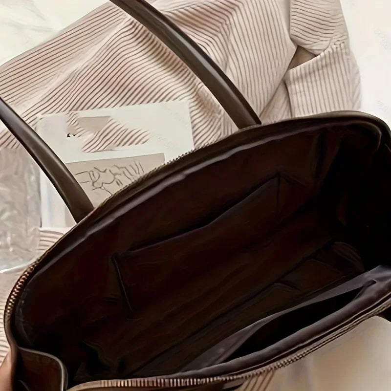 Fashion Portable Baguette Bag Retro High-quality Pu Large-capacity Bowling Underarm Shoulder Bag Niche Design Light Luxury