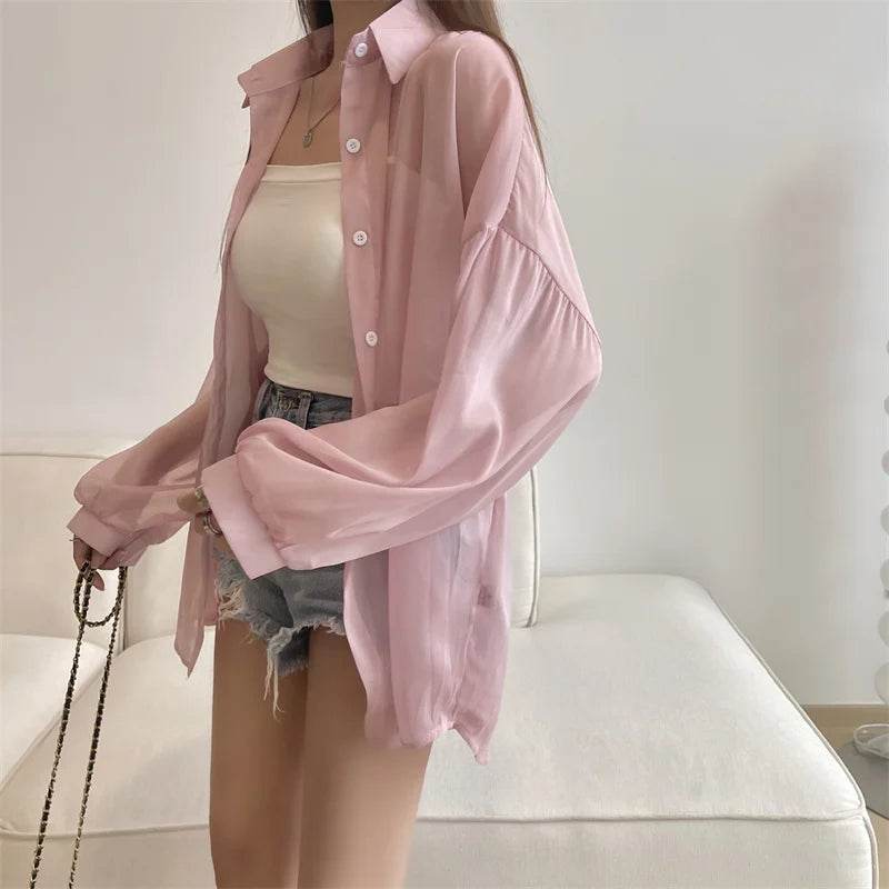 Semi Sheer Button Down Shirt - P12 Hub Europe