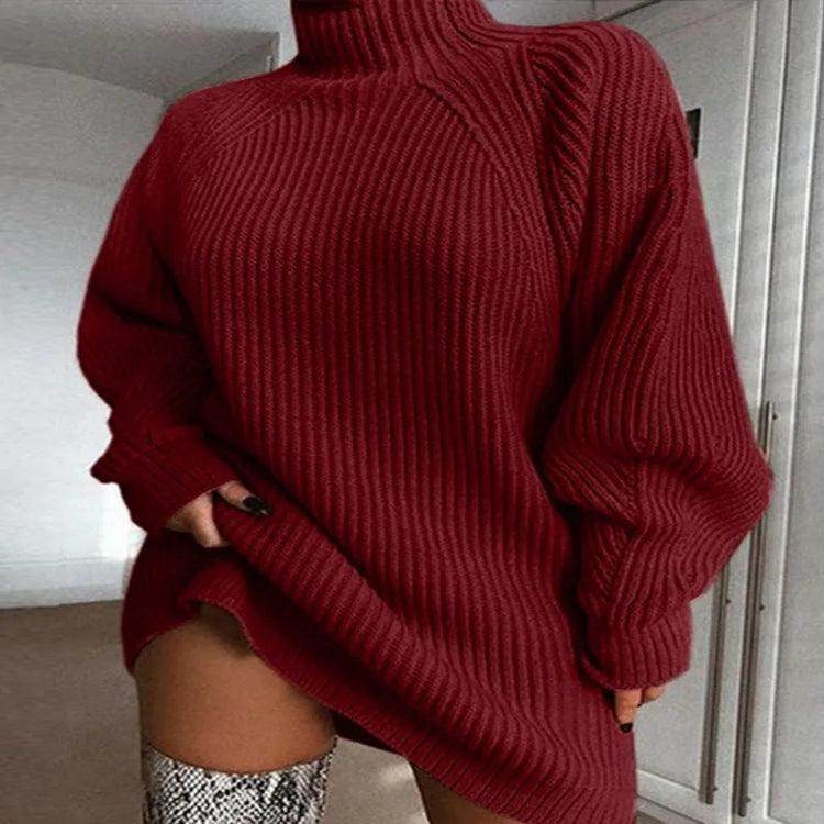 Turtleneck Sweater Dress Long Sleeve Casual Elegant - P12 Hub Europe
