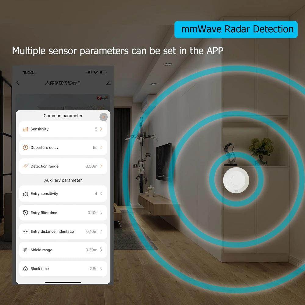 Radar Presence Sensor | WiFi/Zigbee, 16A Relay, Tuya - P12 Hub Europe