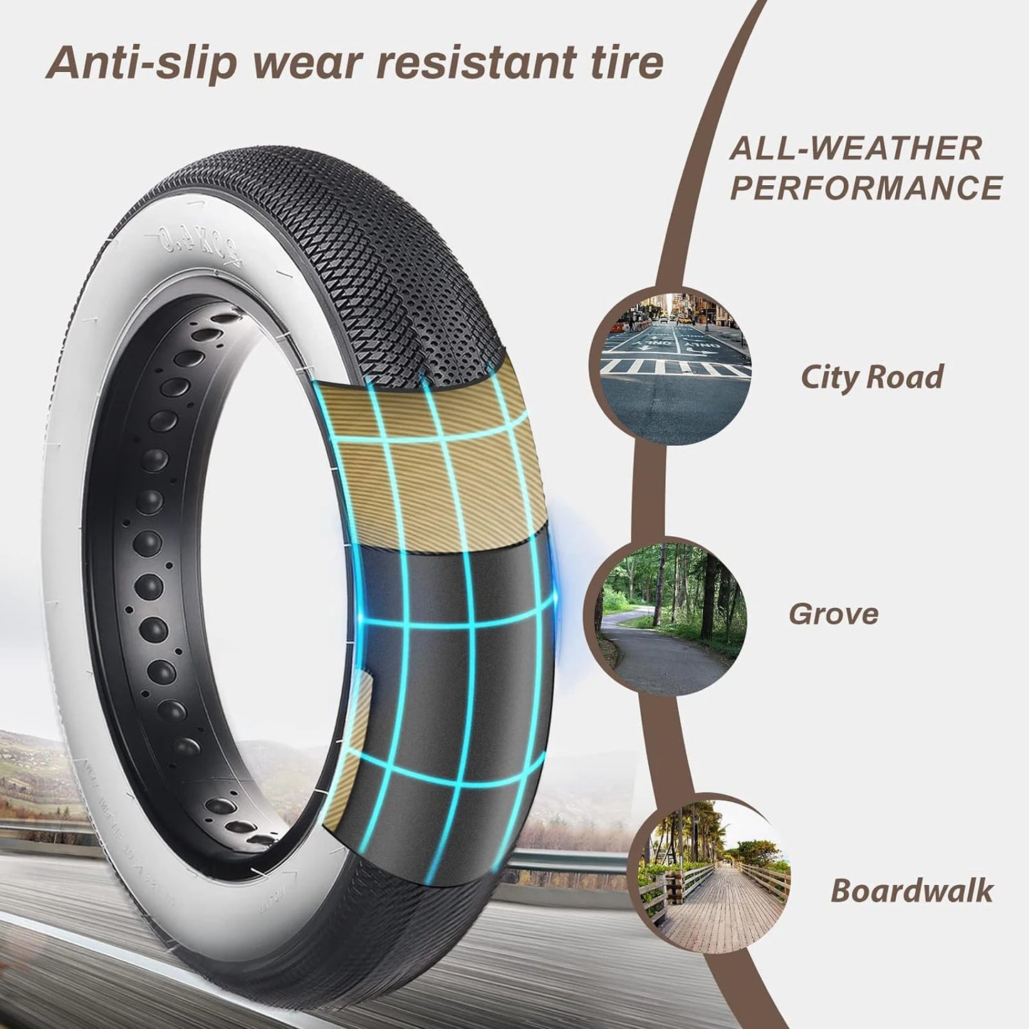 Fat Tire 26x4.0" Antiskid Durable Bike Tyre 26 X 4.0 White Sidewall Bike Tire Universal For Electric Motorcycles Super73 Bikes