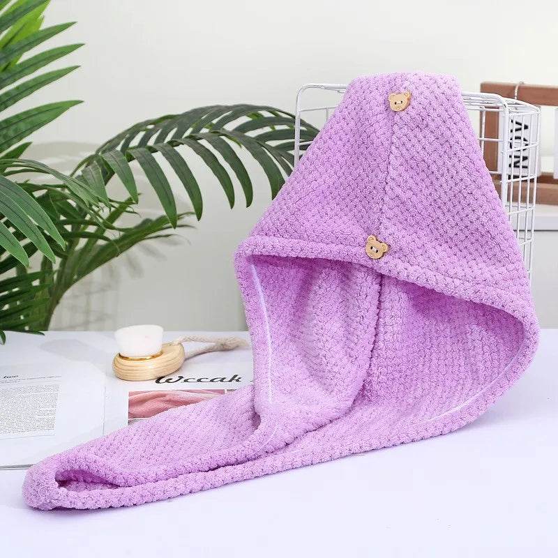 Fast Absorption Hair Drying Turban Hat Pineapple Coral Fleece Long Hair Drying Hat Towel 25x65cm - P12 Hub Europe