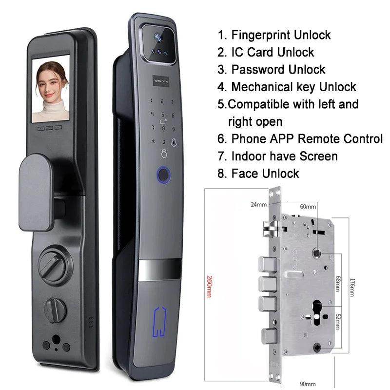 3D Face Lock w/ Camera Fingerprint, Card, 40-120mm, H20 - P12 Hub Europe