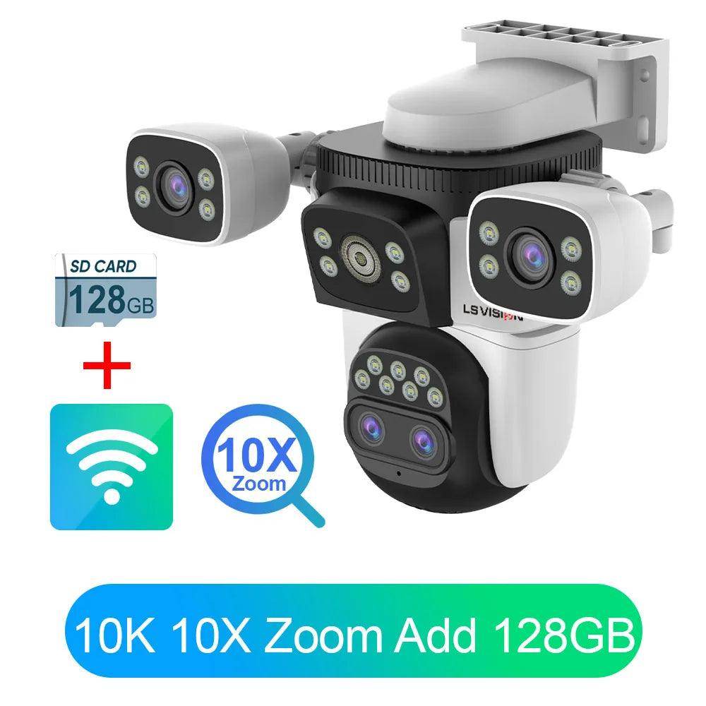 Camera 4-Lens WiFi 20MP 10K, 10x Zoom, Auto Track, Audio - P12 Hub Europe