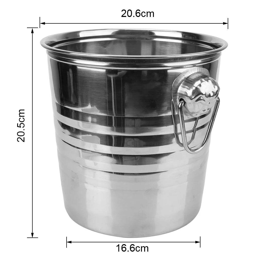 Wine Beer Cooler Bucket 5L Stainless Steel Ice Cube Maker For KTV Bar Kitchen Party Barware Champagne Wine Beer Bucket - P12 Hub Europe