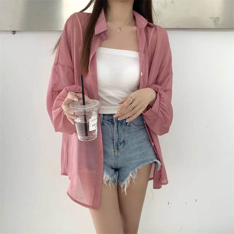 Semi Sheer Button Down Shirt - P12 Hub Europe