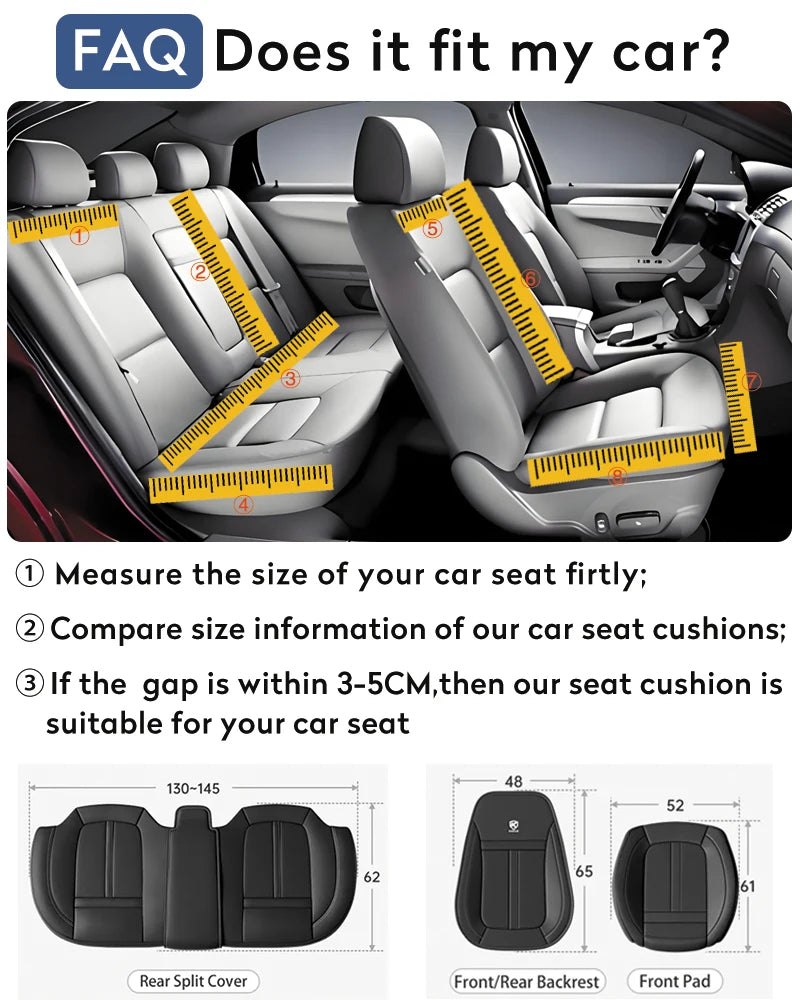 Karcle Leather Car Seat Cover Front and Rear Seat Covers Full Set with Surround Bottom Waterproof Seat Cushion Car Accessories