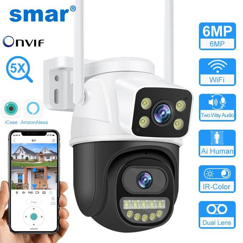 Camera Dual Lens PTZ 6MP, Dual Screen, AI Track, Color Night - P12 Hub Europe