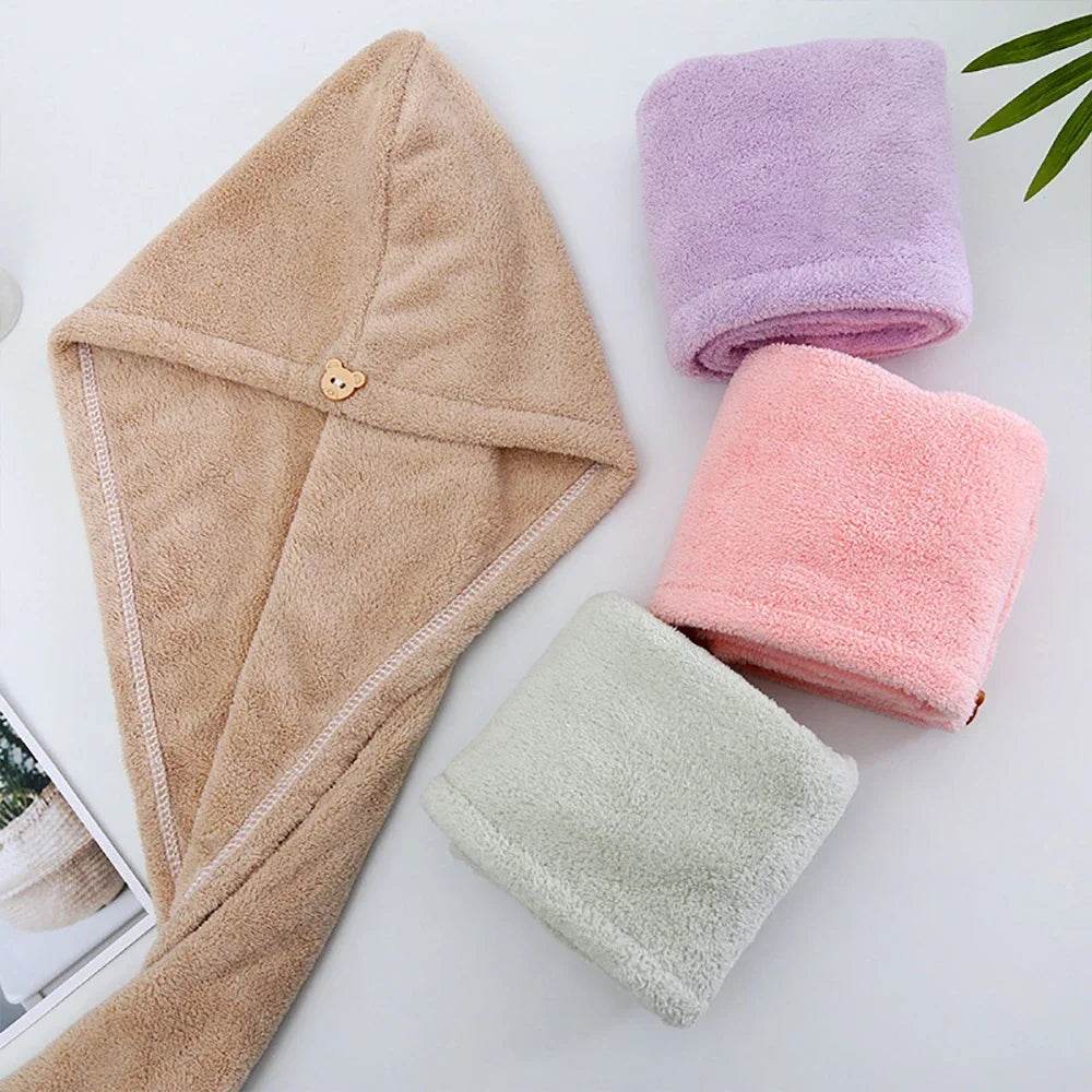 1PC Hair Drying Hat Quick-dry Microfiber Hair Towel Cap Hat Women Bath Hat Solid Towel Cap Super Absorption Turban Hair Dry Cap - P12 Hub Europe