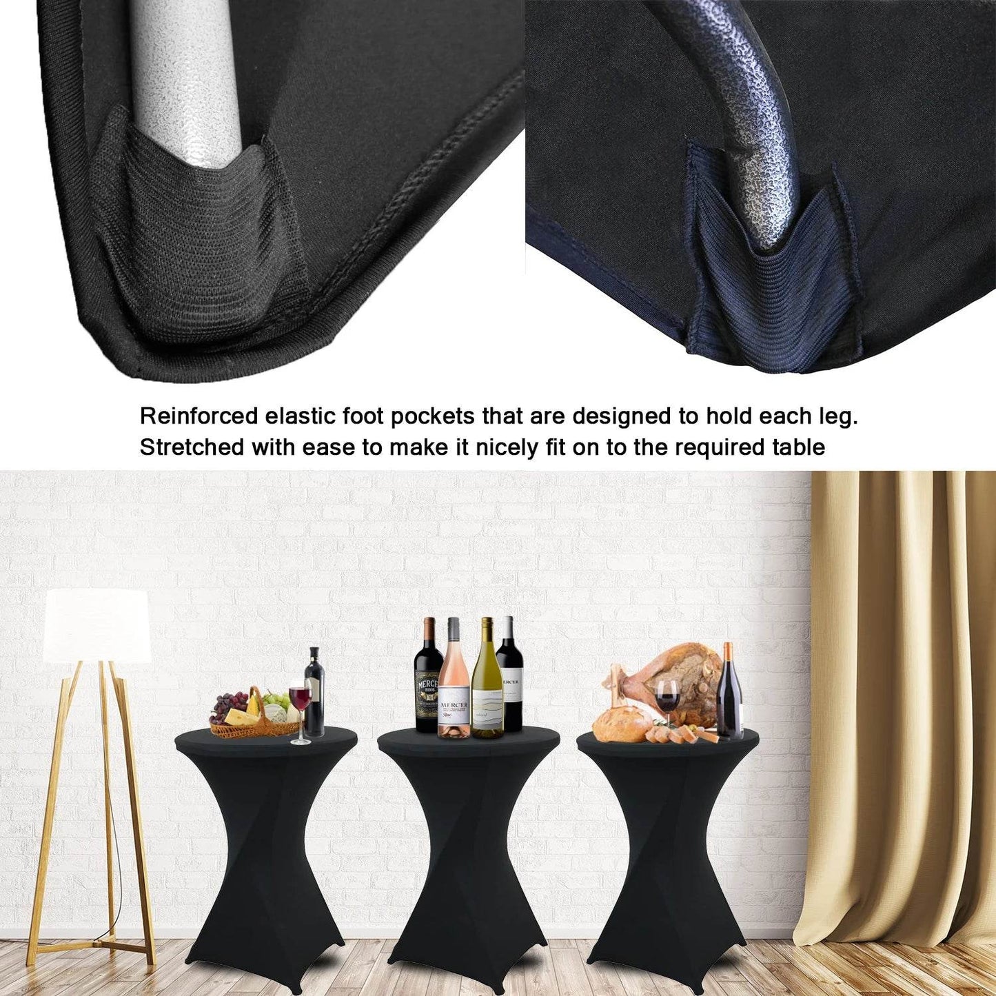 1Pc Round Cocktail Table Cover, Spandex Stretch Table Cloth for Bar Party Wedding Birthday Banquet - P12 Hub Europe