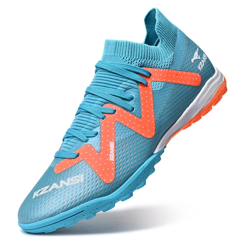 Original Brand Blue Men's Professional Soccer Cleats Turf Non-slip Football Shoes for Men Lace-up Low Cut Soccer Sneakers Male