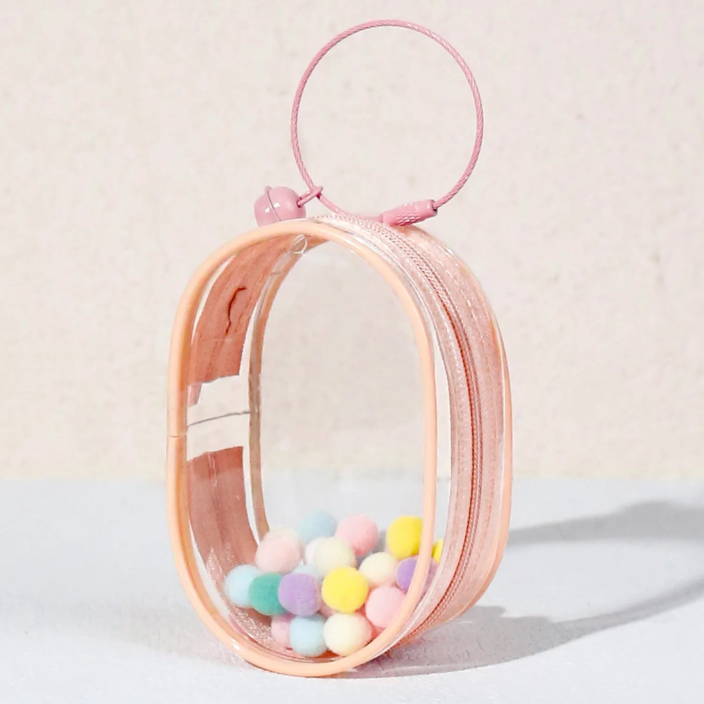 Portable Mini Clear Zipper Storage Bag Keychain Cartoon Doll Children Toy Mystery Box Organizer for Earphones Chargers Gift Bag