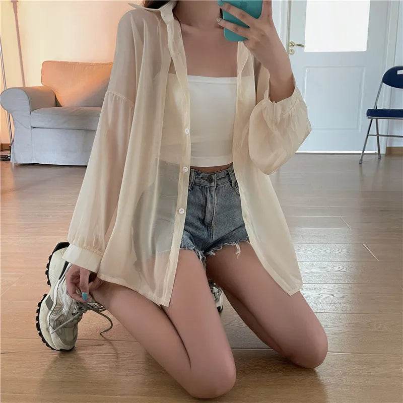 Semi Sheer Button Down Shirt - P12 Hub Europe