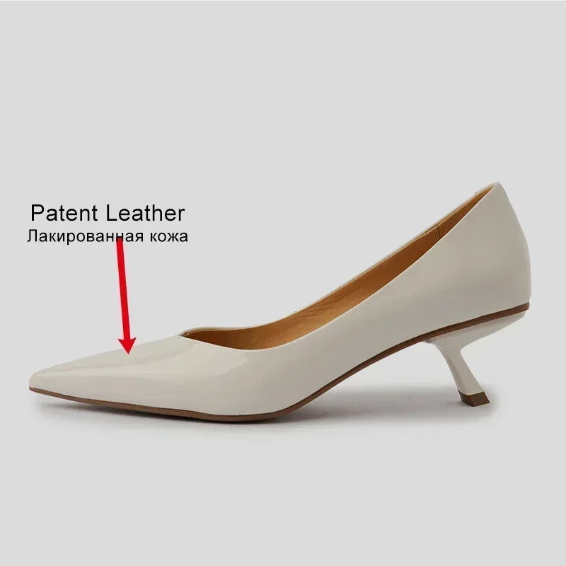 JOZHAMTA Size 34-43 Women Pumps Real Leather Thin High Heels Shoes Vintage Pointed Toe Slip-On Shoes Classic Office Lady Dress