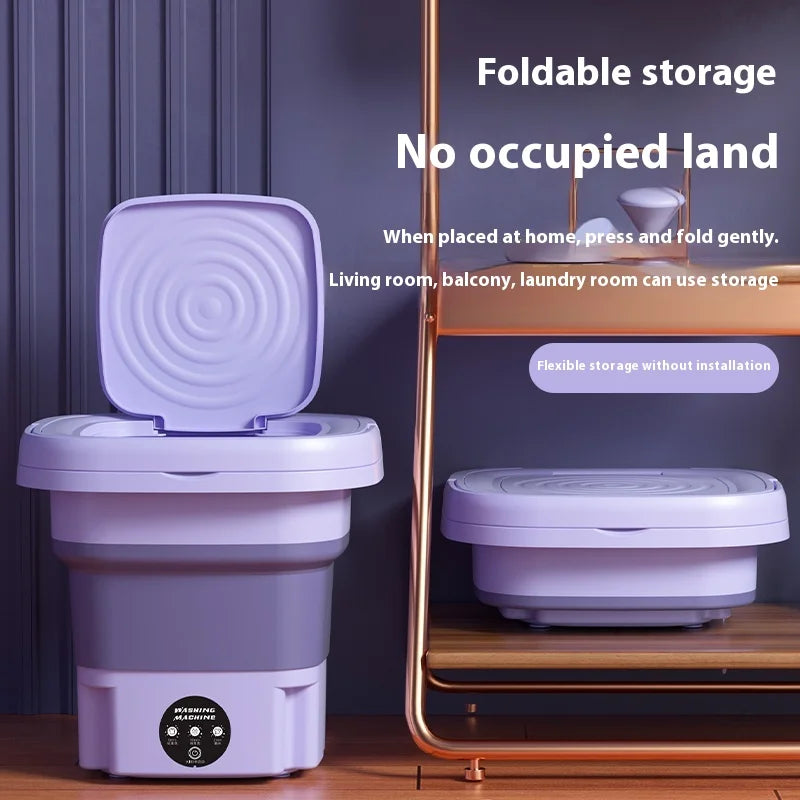 8L Portable Small Foldable Washing Machine with Spin Dryer For Socks Underwear Panties Washer Household Mini Washing Machine