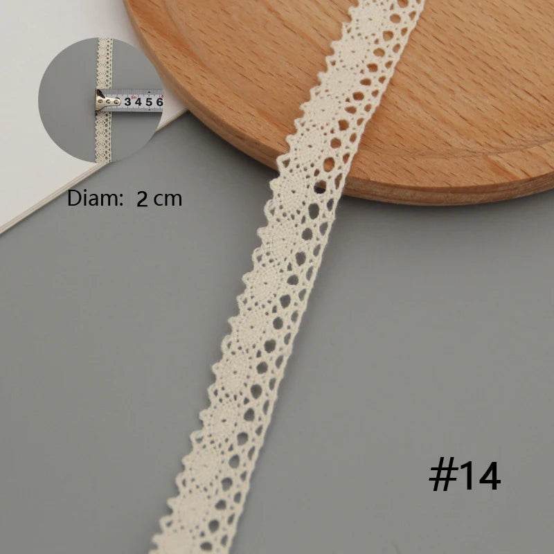 5 Meters Cotton Lace Trim Ribbon Beige Sewing Trim Lace Ribbon Crochet Lace Fabric DIY Wedding Party Craft Christmas Gift Decor - P12 Hub Europe