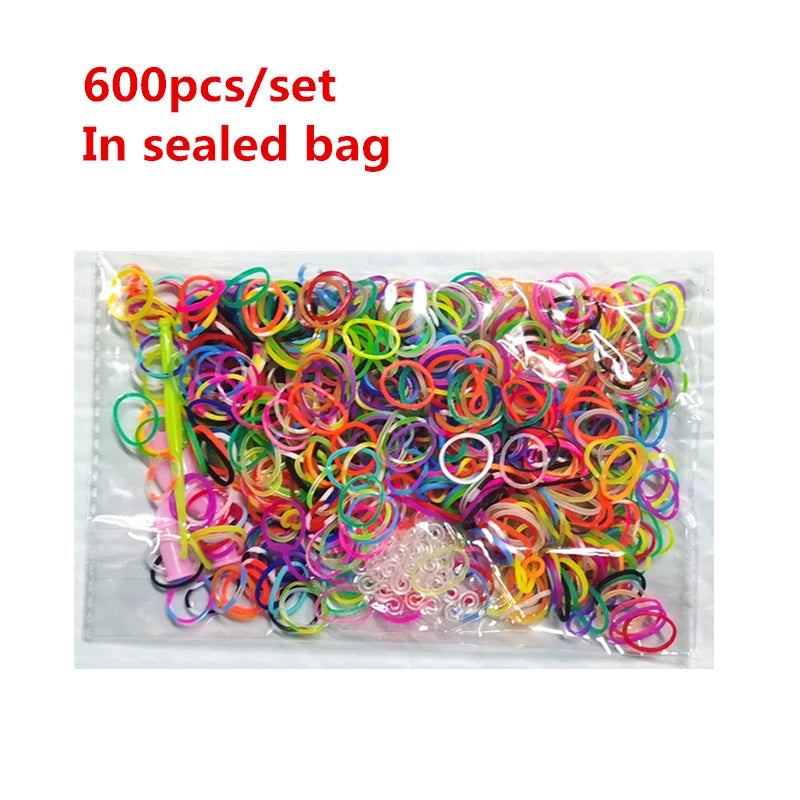 Creative Colorful Loom Bands Set Rainbow Bracelet Making Kit DIY Rubber Band Woven Bracelets Craft Toys For Girls Birthday Gifts