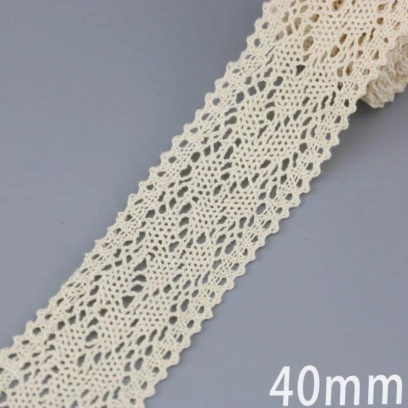 (5Meter/roll) White Beige Cotton Embroidered Lace Net Ribbons Fabric Trim DIY Sewing Handmade Craft Materials - P12 Hub Europe
