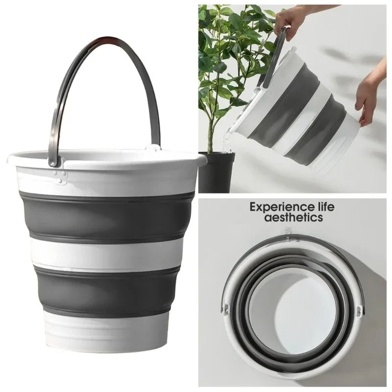 5/10/15L Portable Folding Bucket for Washing Outdoor Foldable Basin Silicone Water Bucket Camping Space Saving Car Wash Buckets