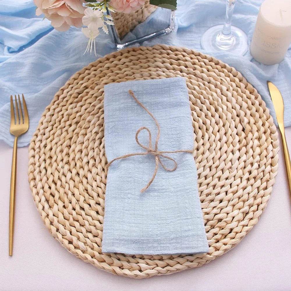 10pcs Cotton Cloth Napkins Gauze Fabric Blue 30x30cm for Wedding Party Birthday Tea Towel Table Baby Shower Christmas Napkins - P12 Hub Europe