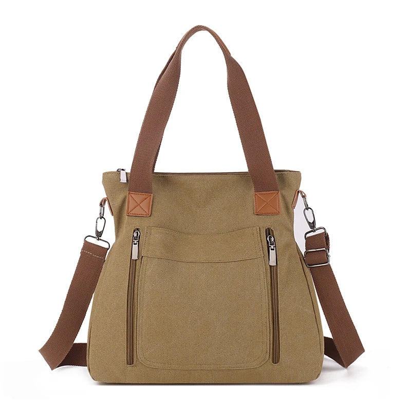Cross-border large-capacity canvas women's bag, casual cross-body bag, Korean-style fashionable tote bag, simple handbag, new st