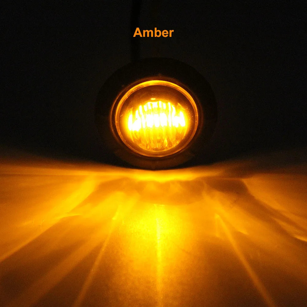 10pcs 3LED Round Tralier Side Marker Light 12V-24V for Truck Clearance Light Turn Signal Lamp Indicators
