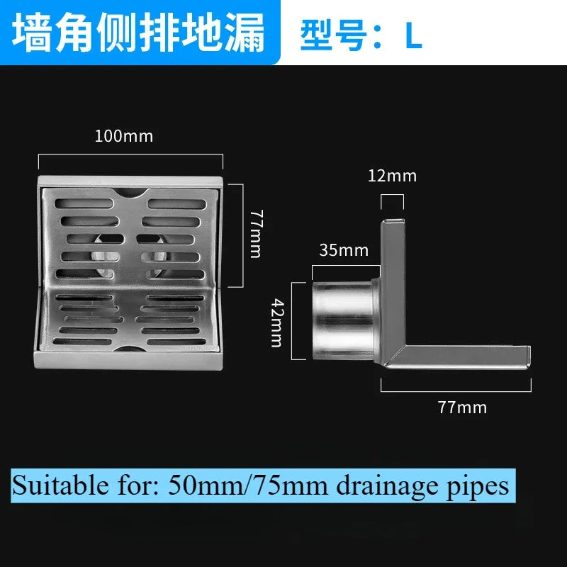 304 stainless steel rust proof outdoor L-shaped floor drain, same floor corner drainage floor drain,