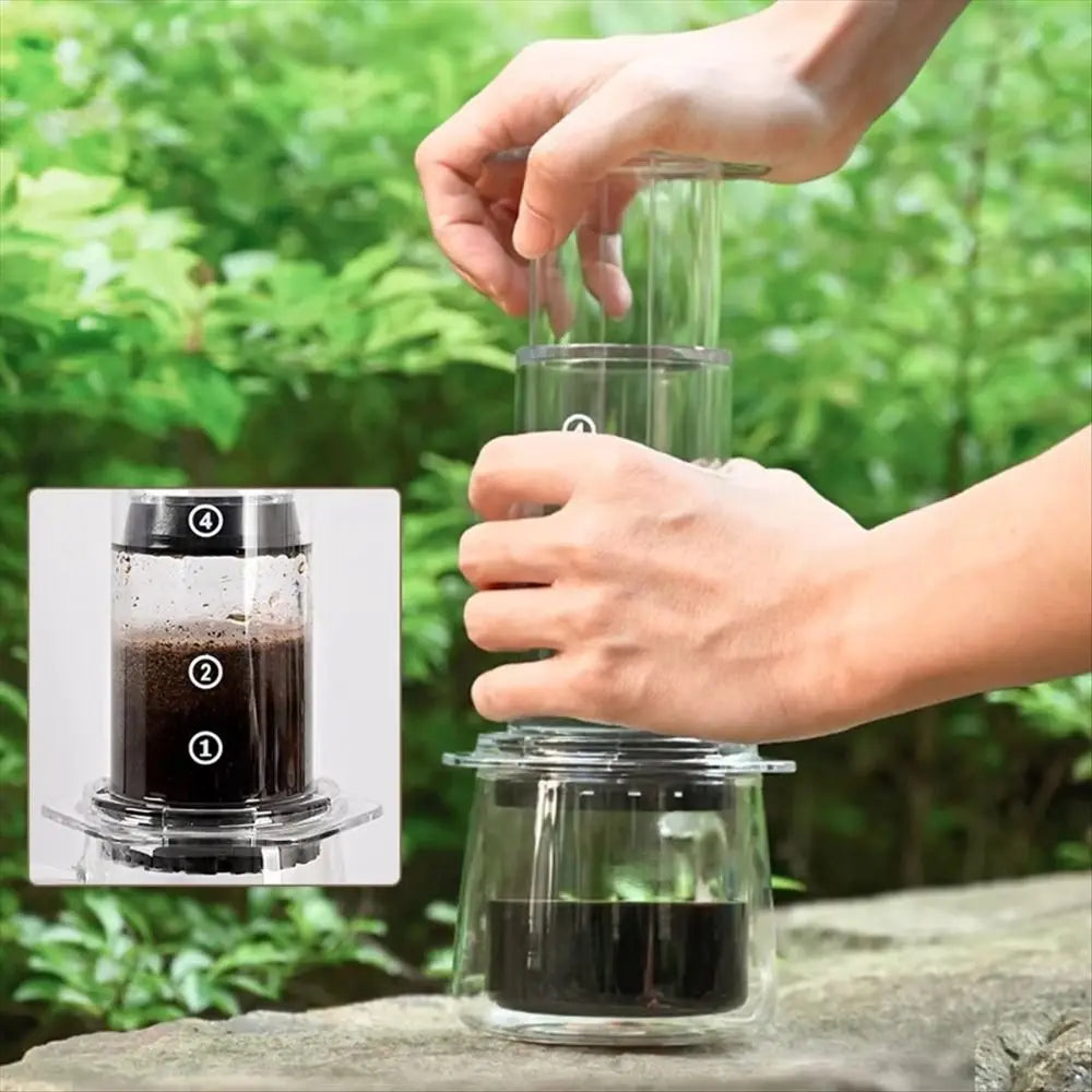 Portable Coffee Kettle Transparent Anti-slip Press Coffee Pot French Style Light Weight Hand Pour Coffee Maker Camping