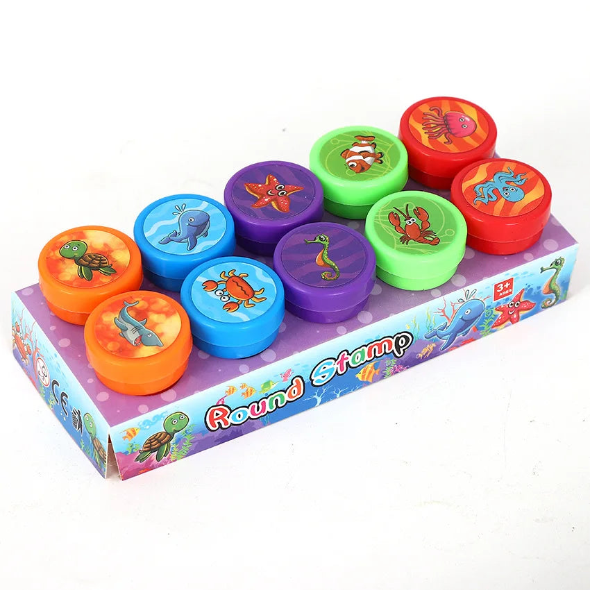 Hot Sale 10PCS Cute Cartoon Children's Stamps Teacher Kindergarten Reward Stamps Children's Early Education Toys and Gifts