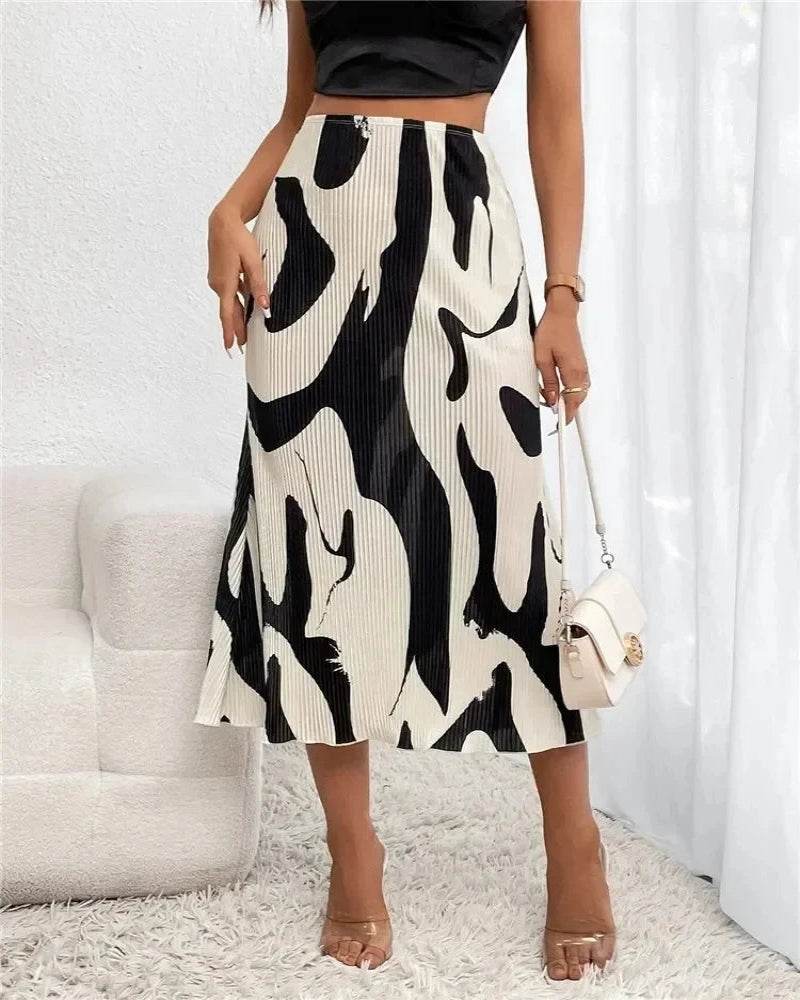 Autumn Pleated Graphic Midi Skirt - P12 Hub Europe