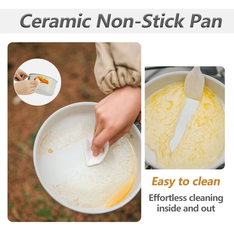 Naturehike Camping Cookware Ceramic Non-Stick Set Of Pots Outdoor Portable Tableware Kettle Frying Pan Cookset Kitchen Utensils