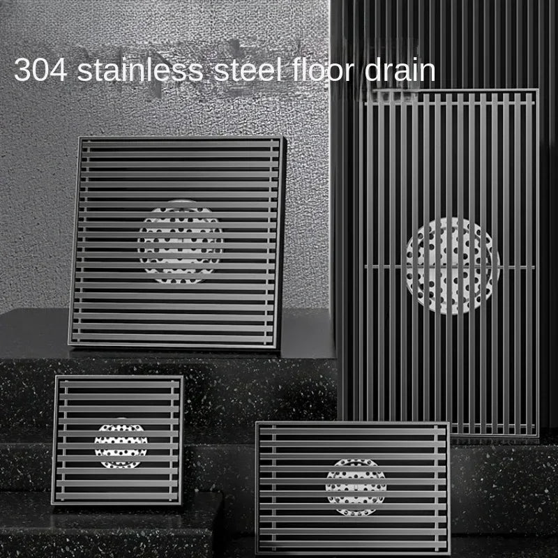 Large Floor Drain 304 Stainless Steel 12/15/20cm Square Linear Bathroom Floor Drains Outdoor Courtyard Large Diameter Drain