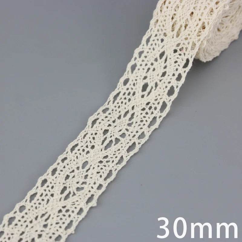 (5Meter/roll) White Beige Cotton Embroidered Lace Net Ribbons Fabric Trim DIY Sewing Handmade Craft Materials - P12 Hub Europe