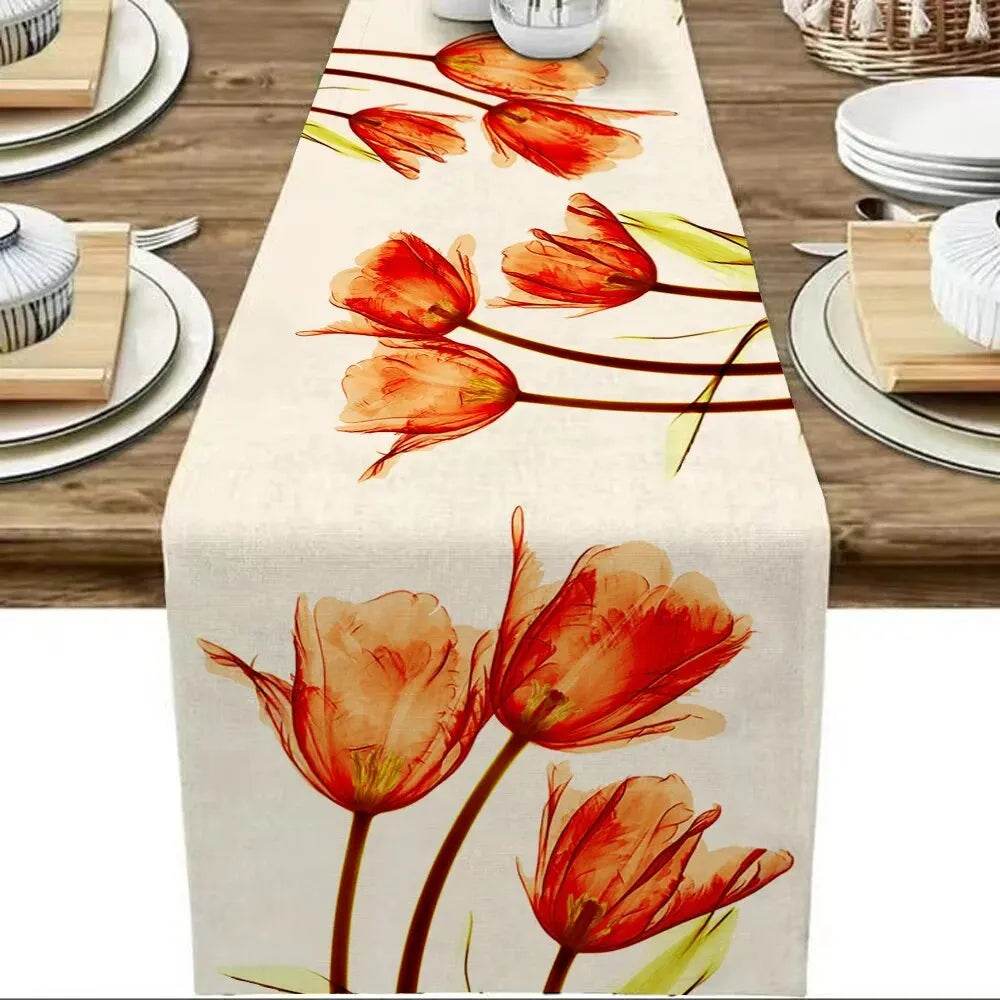 Tulip Linen Table Rustic Farmhouse Style Table Runner 13X70 Inch,Kitchen Dining Table Decoration for Indoor Outdoor Home - P12 Hub Europe