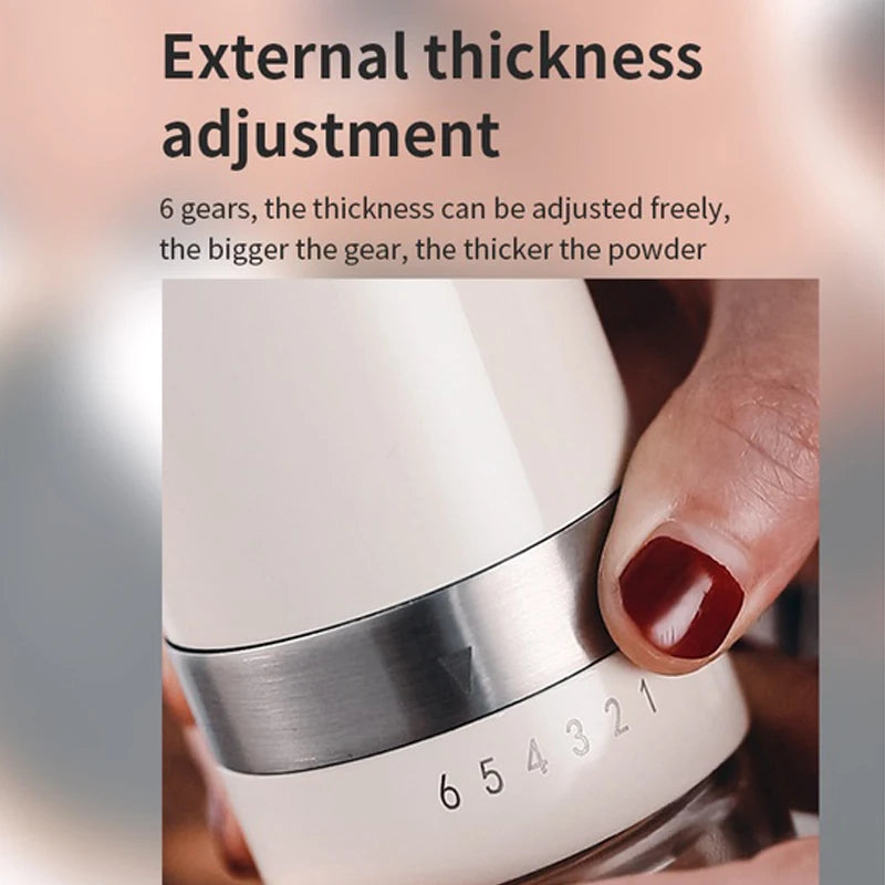 Manual Coffee Bean Grinder Portable Stainless Steel Crank Handle Coffee Grinder Ceramic Grinding Core 6 Gears Kitchen Tool