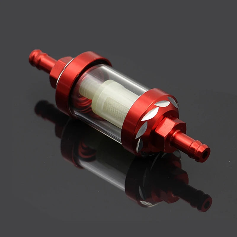 Universal 8mm CNC Aluminum Alloy Glass Gas Fuel Gasoline Oil Filter For Motocross Dirt Pit Bike ATV Buggy Quad Motorcycle Parts