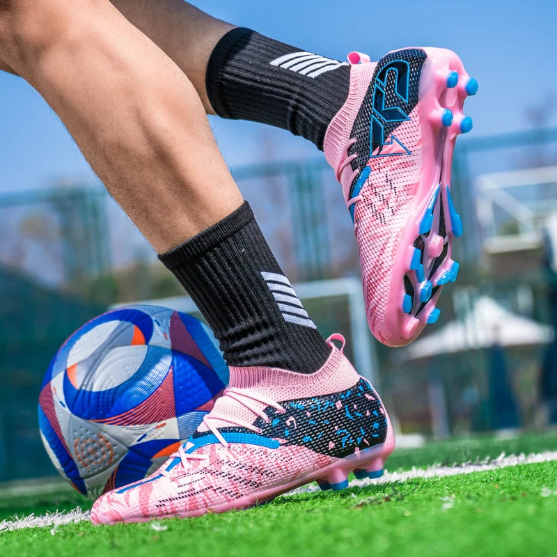 Pink Artificial Grass Soccer Shoes Men High quality Non Slip Football Shoes for Men Football Field Cleats Adult tenis de fútbol