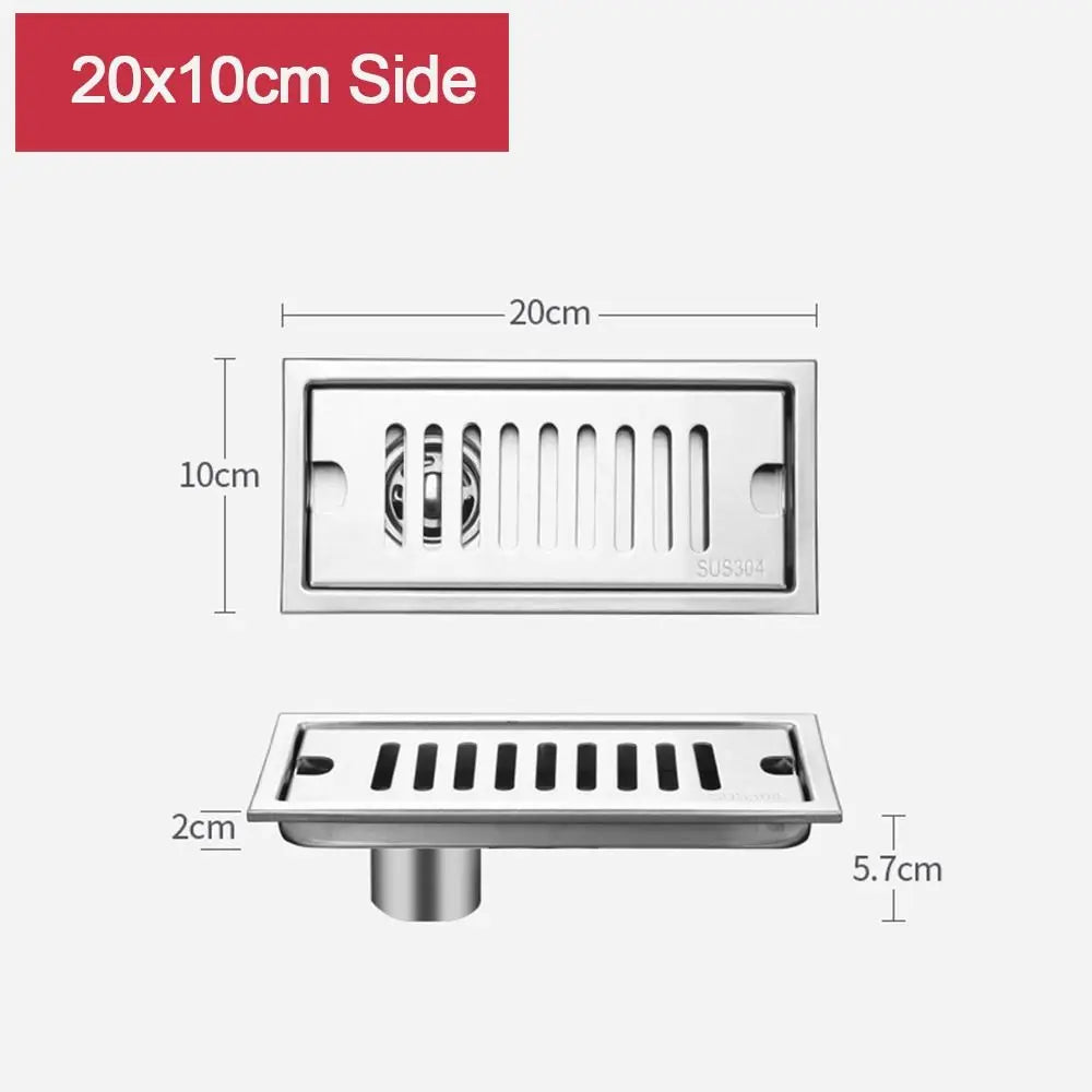 20/30/40/50cm Stainless Steel Shower Floor Drain Bathroom Rectangle Linear Floor Drainage Floor Drain with Strainer Cover