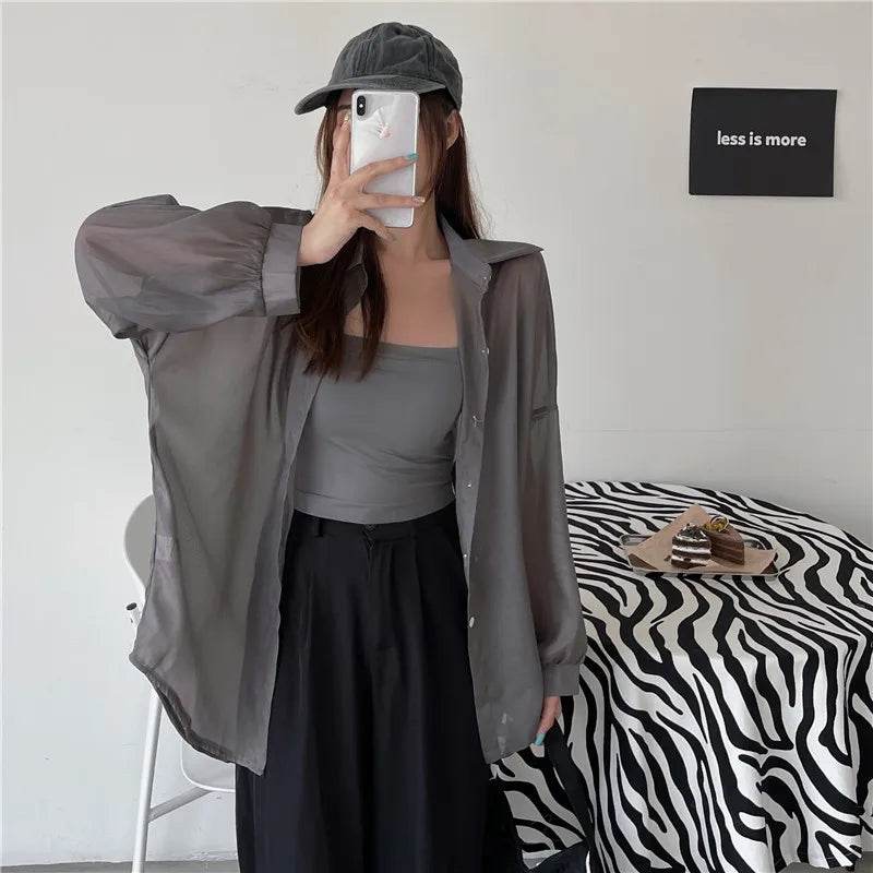 Semi Sheer Button Down Shirt - P12 Hub Europe