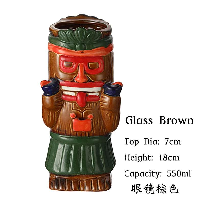1PCS Tiki Mugs Ceramic Hawaiian Tiki Drinkware, Cute Exotic Cocktail Glasses, Tiki Bar - P12 Hub Europe