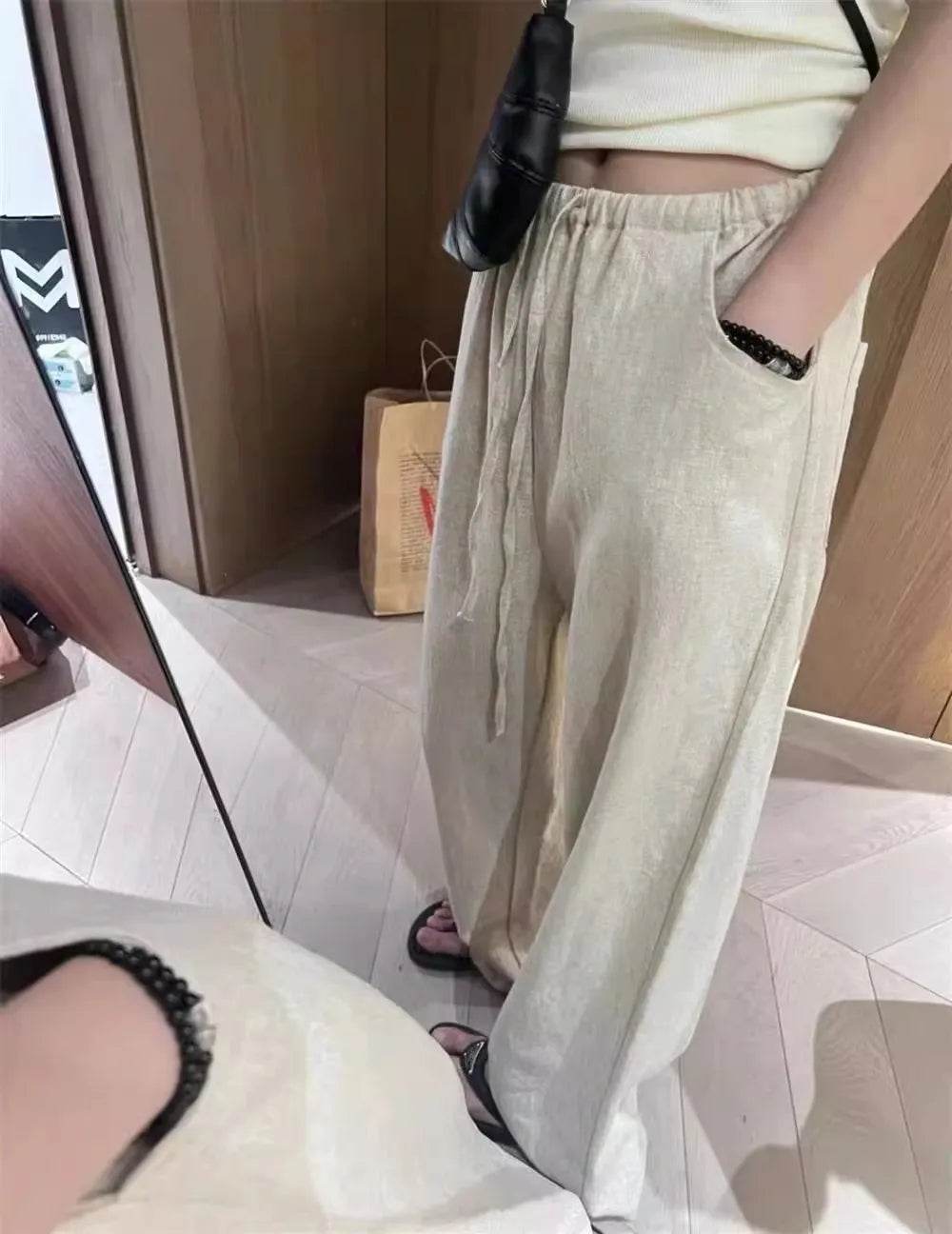 Women's Washed Linen Wide Pants - P12 Hub Europe