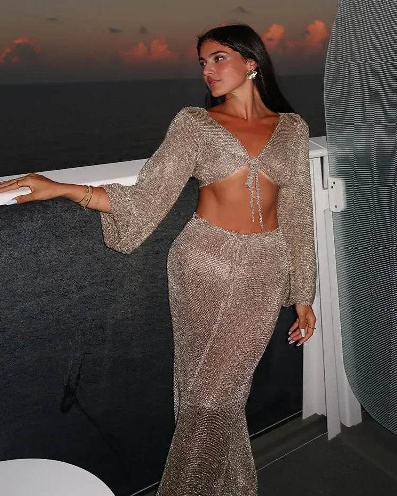 Sexy Gold Knit Skirt Set - P12 Hub Europe