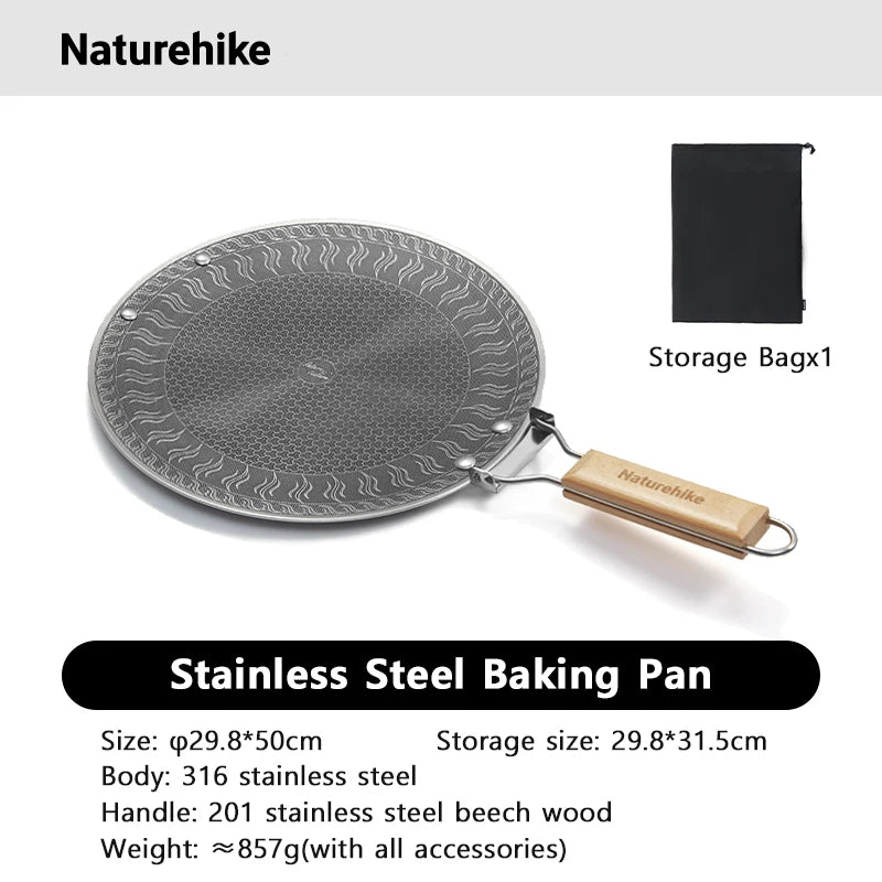 Naturehike BBQ Cooking Grill Pan Camping Picnic Non Stick Round Griddle Pan Folding Frying Pan Outdoor Dinner Barbecue Plate