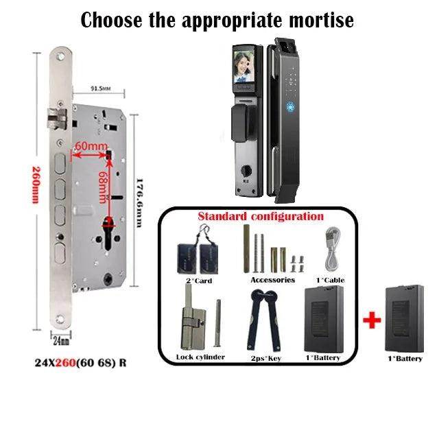 3D Face Recognition Door Lock | Video, Tuya/Wishome App, IP66, NFC - P12 Hub Europe