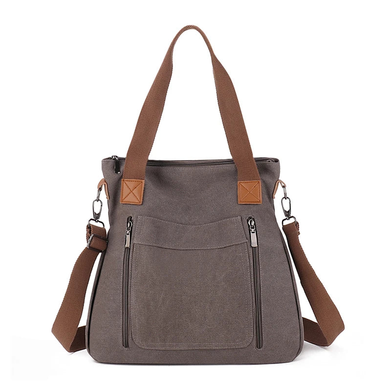 Cross-border large-capacity canvas women's bag, casual cross-body bag, Korean-style fashionable tote bag, simple handbag, new st