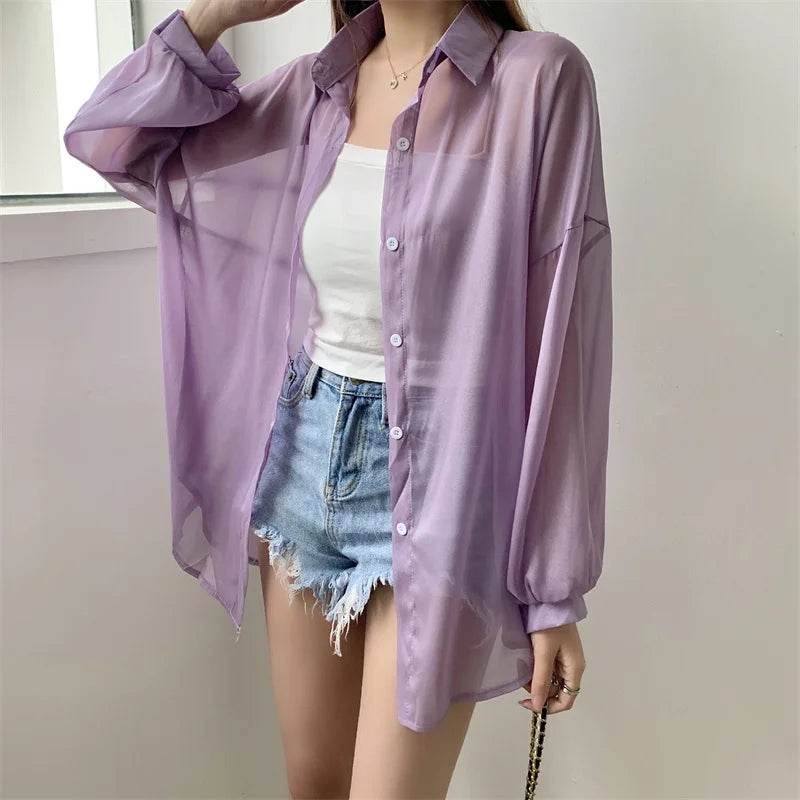 Semi Sheer Button Down Shirt - P12 Hub Europe
