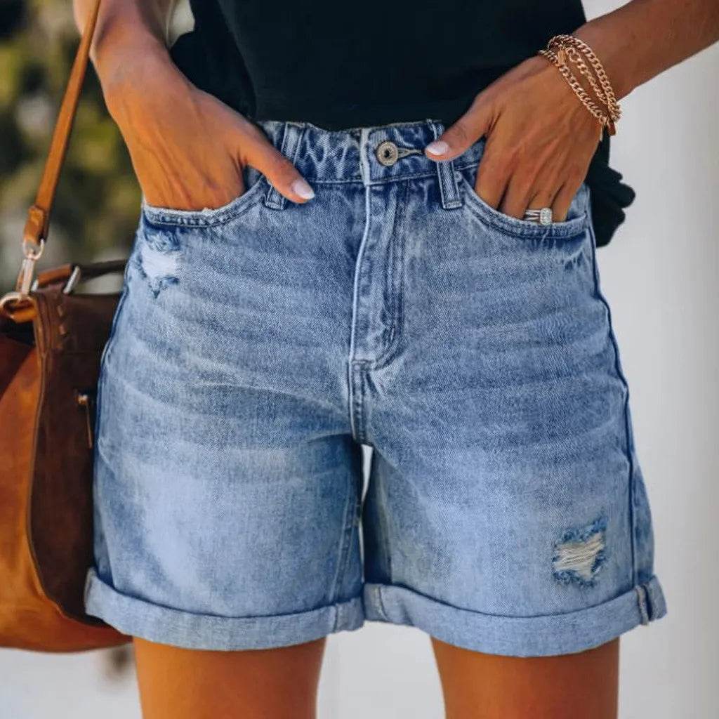 Women's Ripped Tassel Denim Shorts - P12 Hub Europe