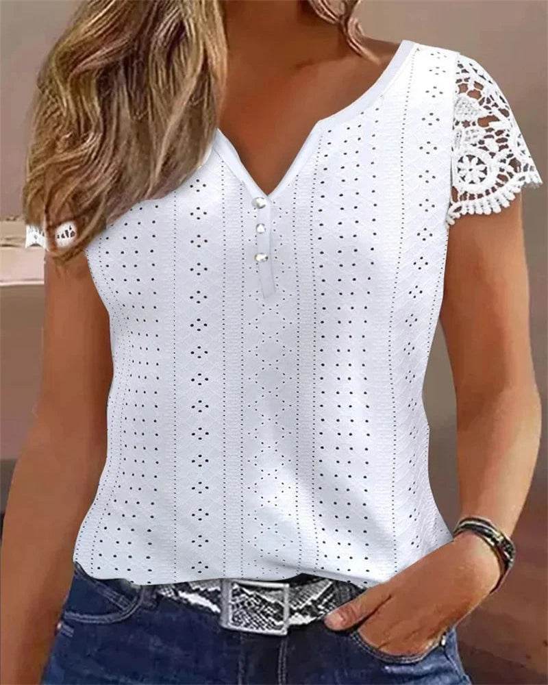 Women's Summer Lace Patch Blouse - P12 Hub Europe